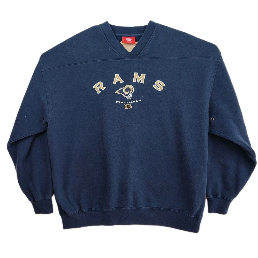 🔥🔥🔥NFL Rams Football Sweater, Men's 2XL, blue,‎ large logo VGC 🔥🔥🔥